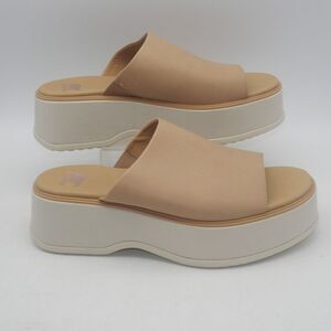 NEW SOREL Women's 10 Dayspring Slide Platform Shoes Sandal Velvet Tan Brown